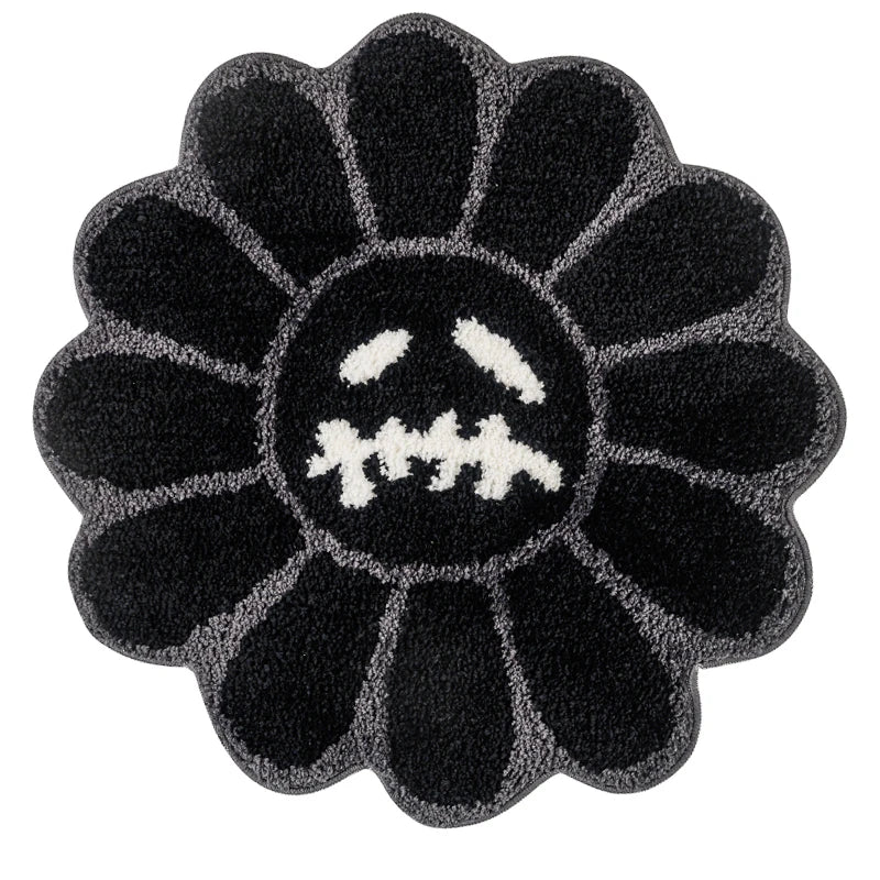 Smiling Face Tufted Rug Flower Art Rug for Bedroom