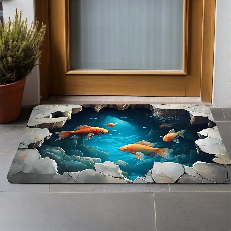 3D Koi Pond Non-Slip Durable and Stylish Rugs