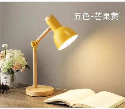 Nordic Table Lamp Wooden Art LED Turn Head