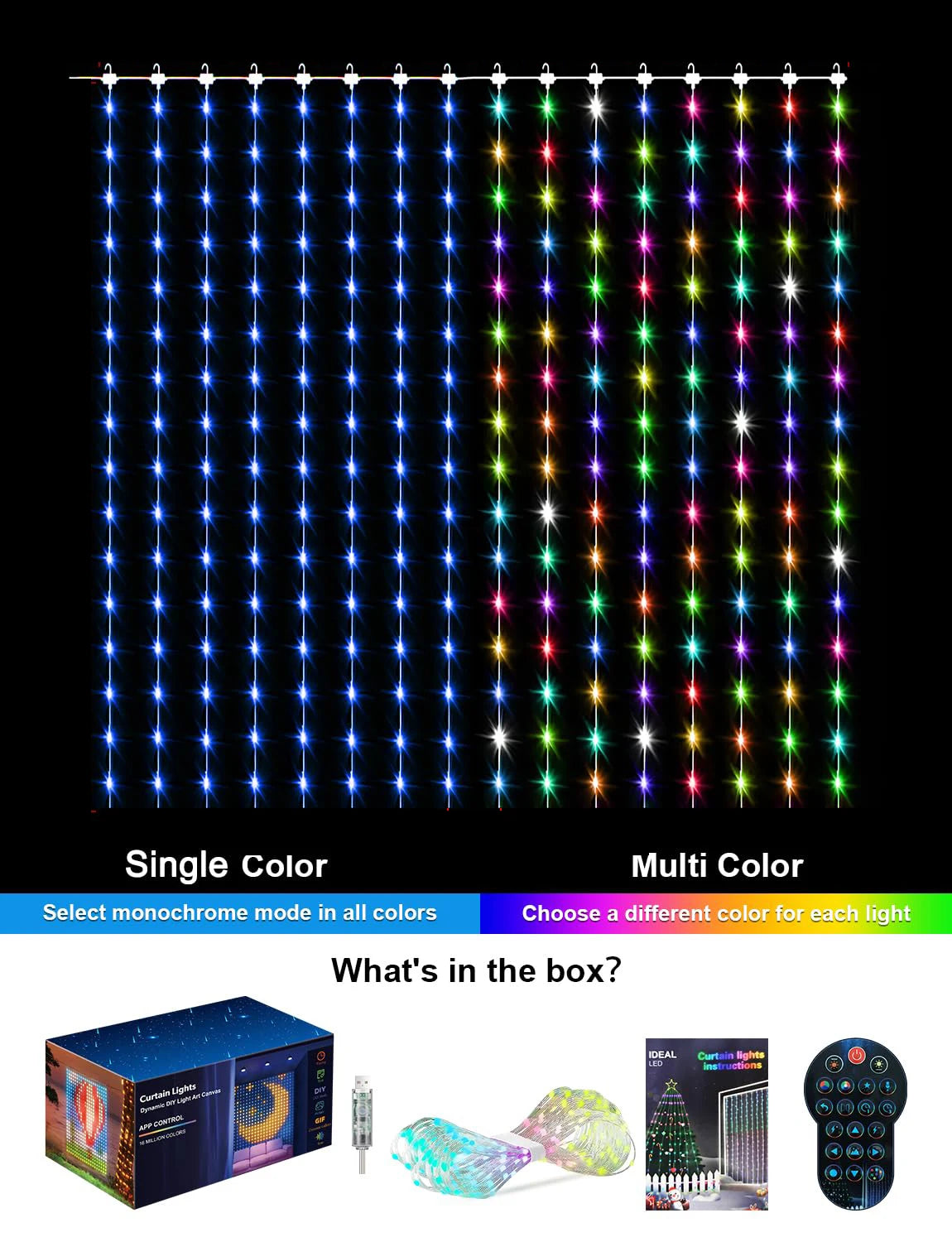 RGB Curtain Smart String Fairy Lights