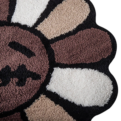 Smiling Face Tufted Rug Flower Art Rug for Bedroom