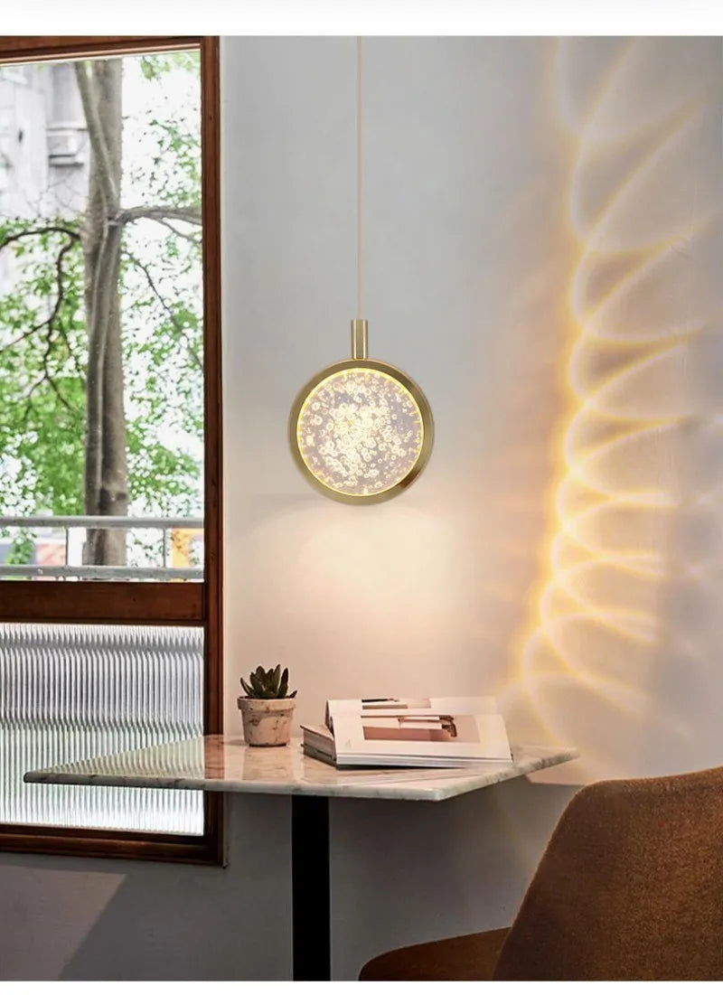 Modern Nordic Crystal Halo Pendant Light