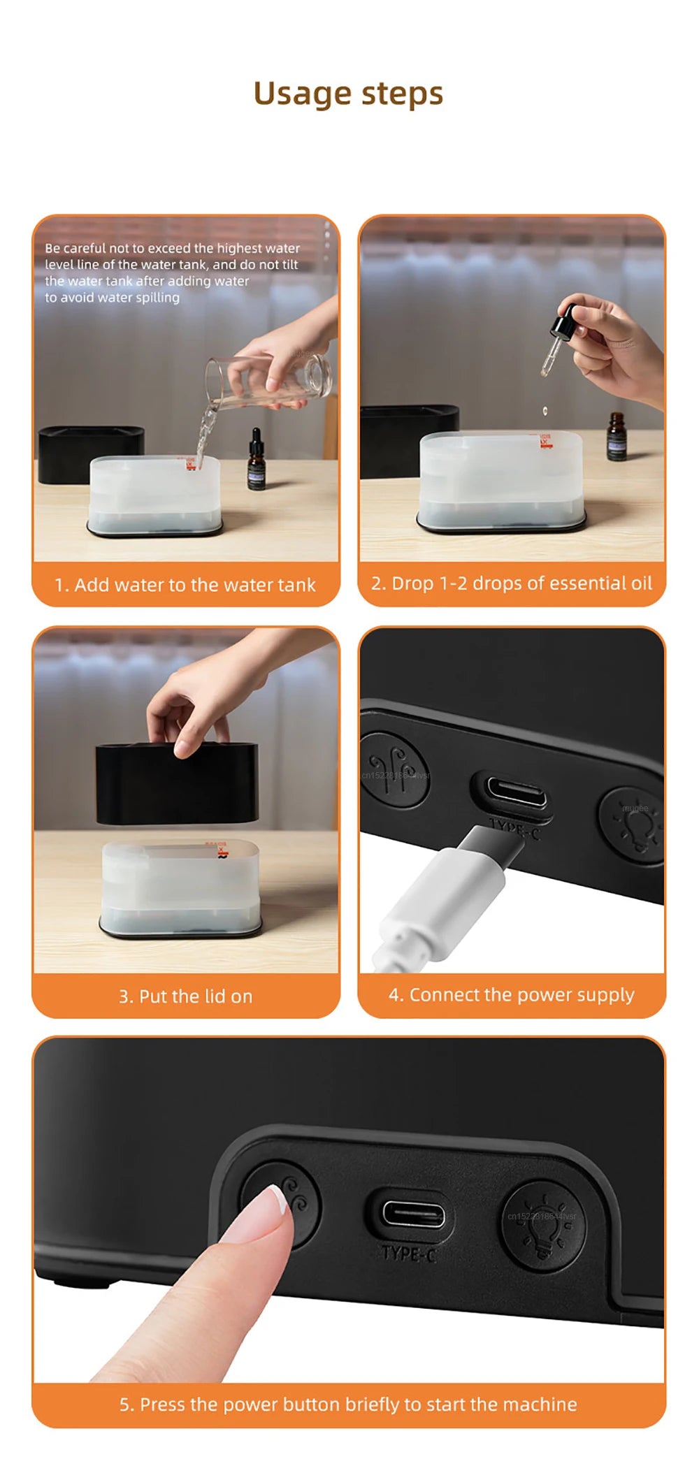 Humidifier USB Desktop Flame Humidifier for Home Mini Air Humidifier