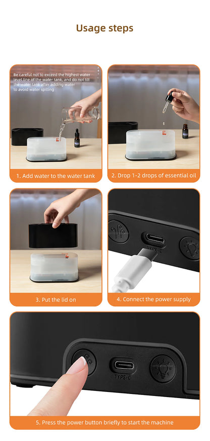 Humidifier USB Desktop Flame Humidifier for Home Mini Air Humidifier