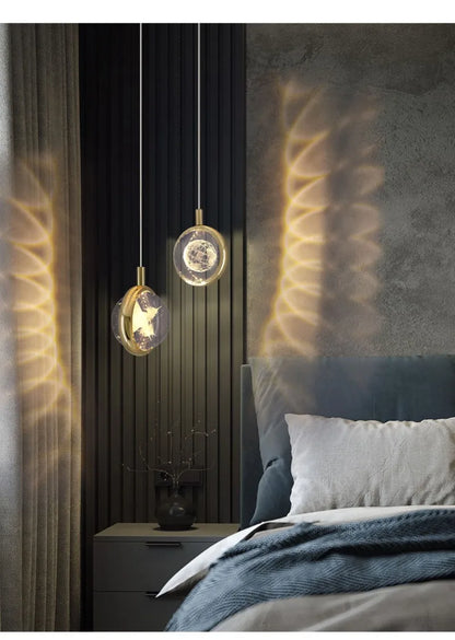 Modern Nordic Crystal Halo Pendant Light
