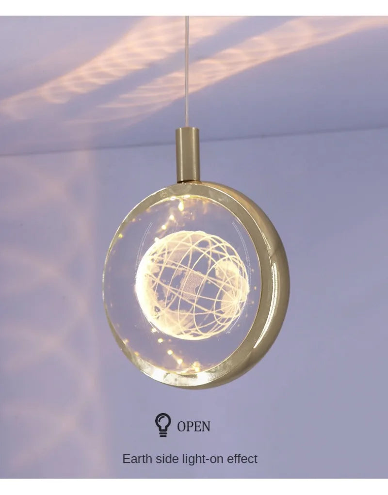 Modern Nordic Crystal Halo Pendant Light