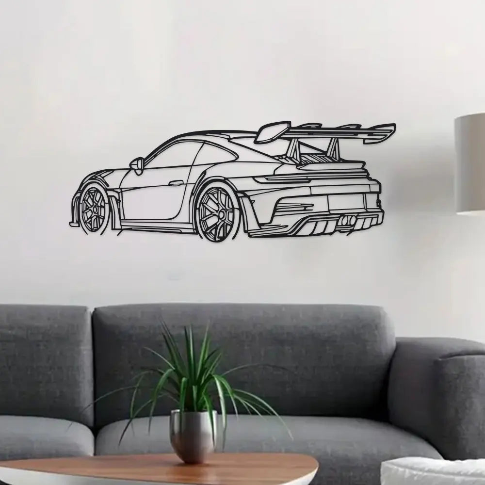 Car Metal Wall Art Design with Spoiler & Exhaust Pipes