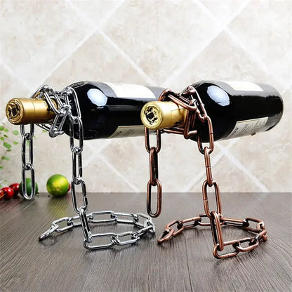 Kitchen Magical Suspension Iron Chain Wine Racks One Bottle Wine Display Racks Stand Holder Dining Room Cellar Bar Decoration