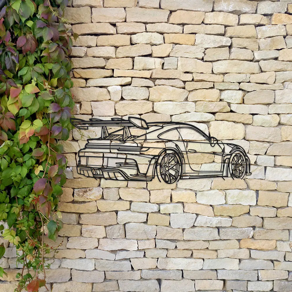 Car Metal Wall Art Design with Spoiler & Exhaust Pipes