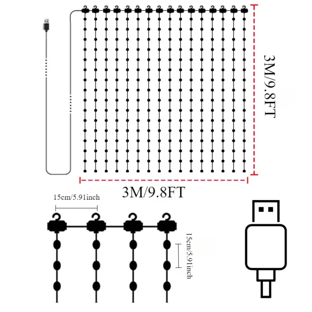 RGB Curtain Smart String Fairy Lights