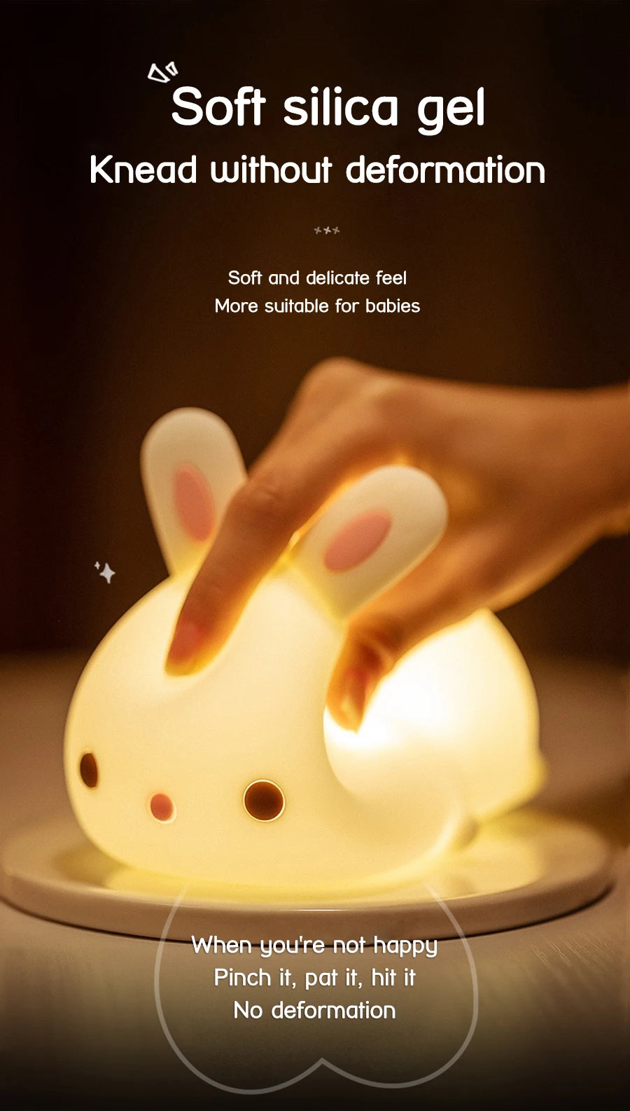 Touch Sensor RGB LED Rabbit Night Light