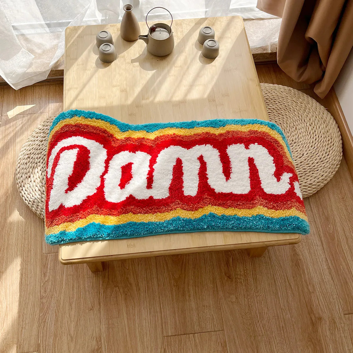 Letter Element Rug Rainbow Fluffy Tufted Rug