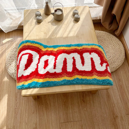 Letter Element Rug Rainbow Fluffy Tufted Rug