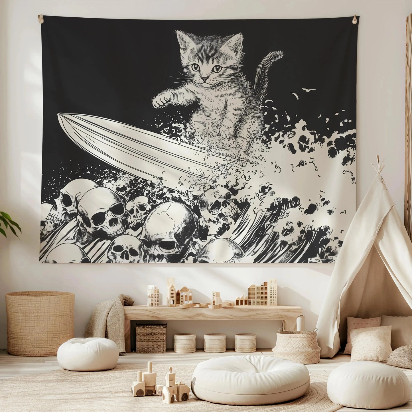 Heavy Metal Kitten Tapestry Unhinged Wall Art