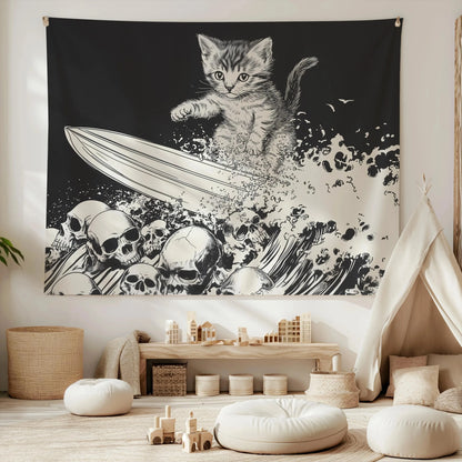 Heavy Metal Kitten Tapestry Unhinged Wall Art