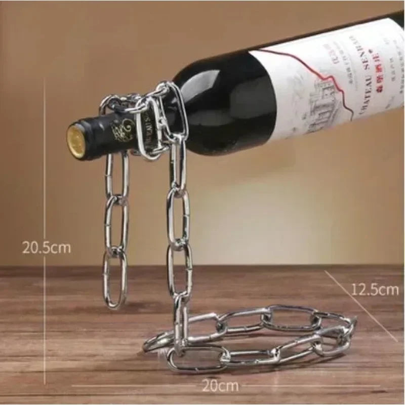 Kitchen Magical Suspension Iron Chain Wine Racks One Bottle Wine Display Racks Stand Holder Dining Room Cellar Bar Decoration