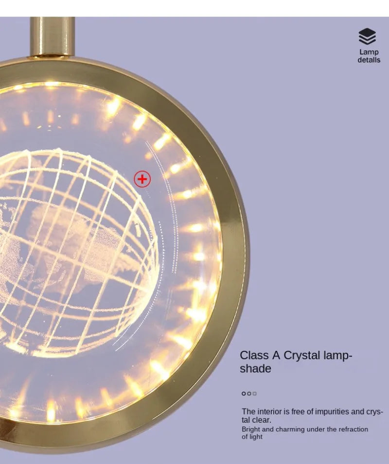 Modern Nordic Crystal Halo Pendant Light