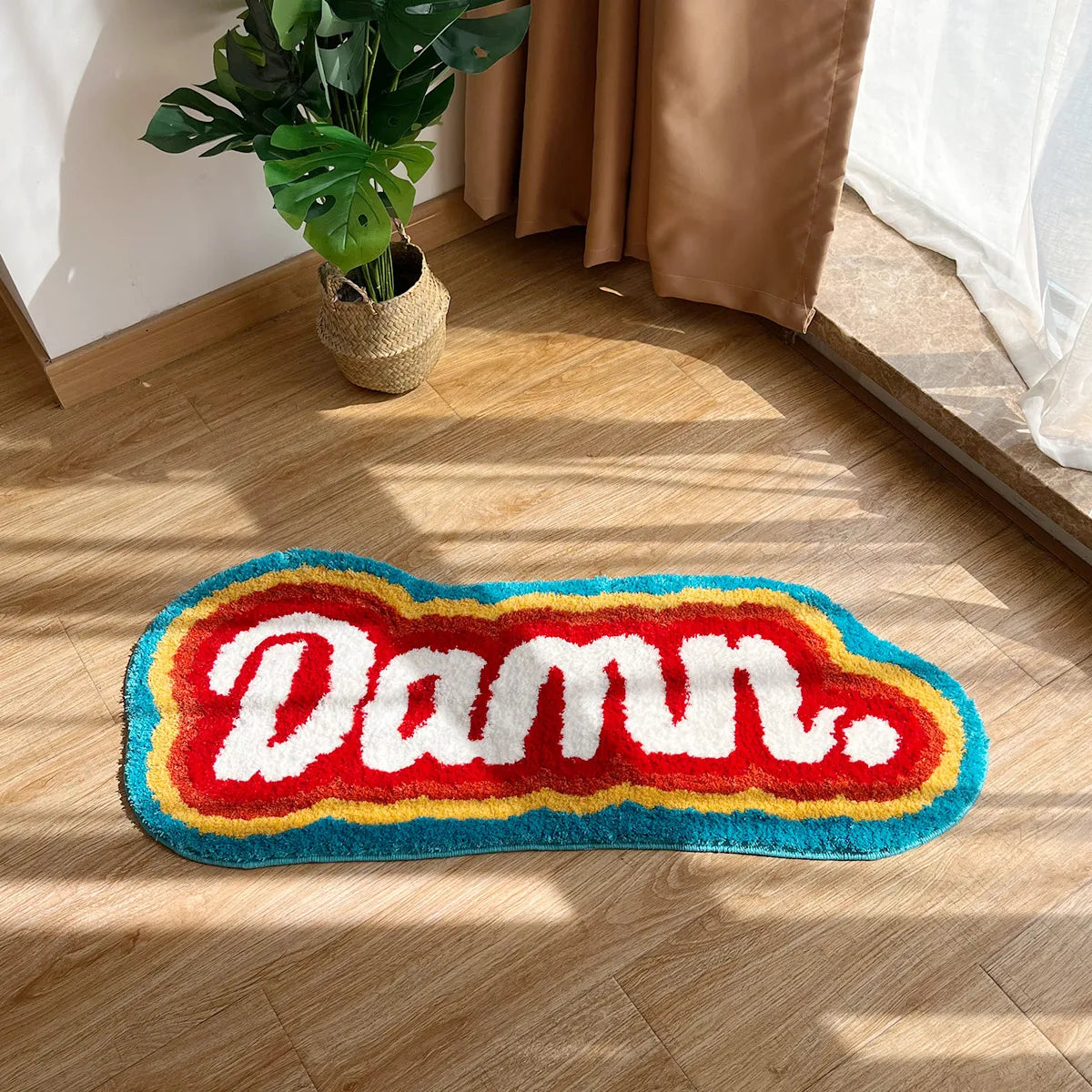 Letter Element Rug Rainbow Fluffy Tufted Rug