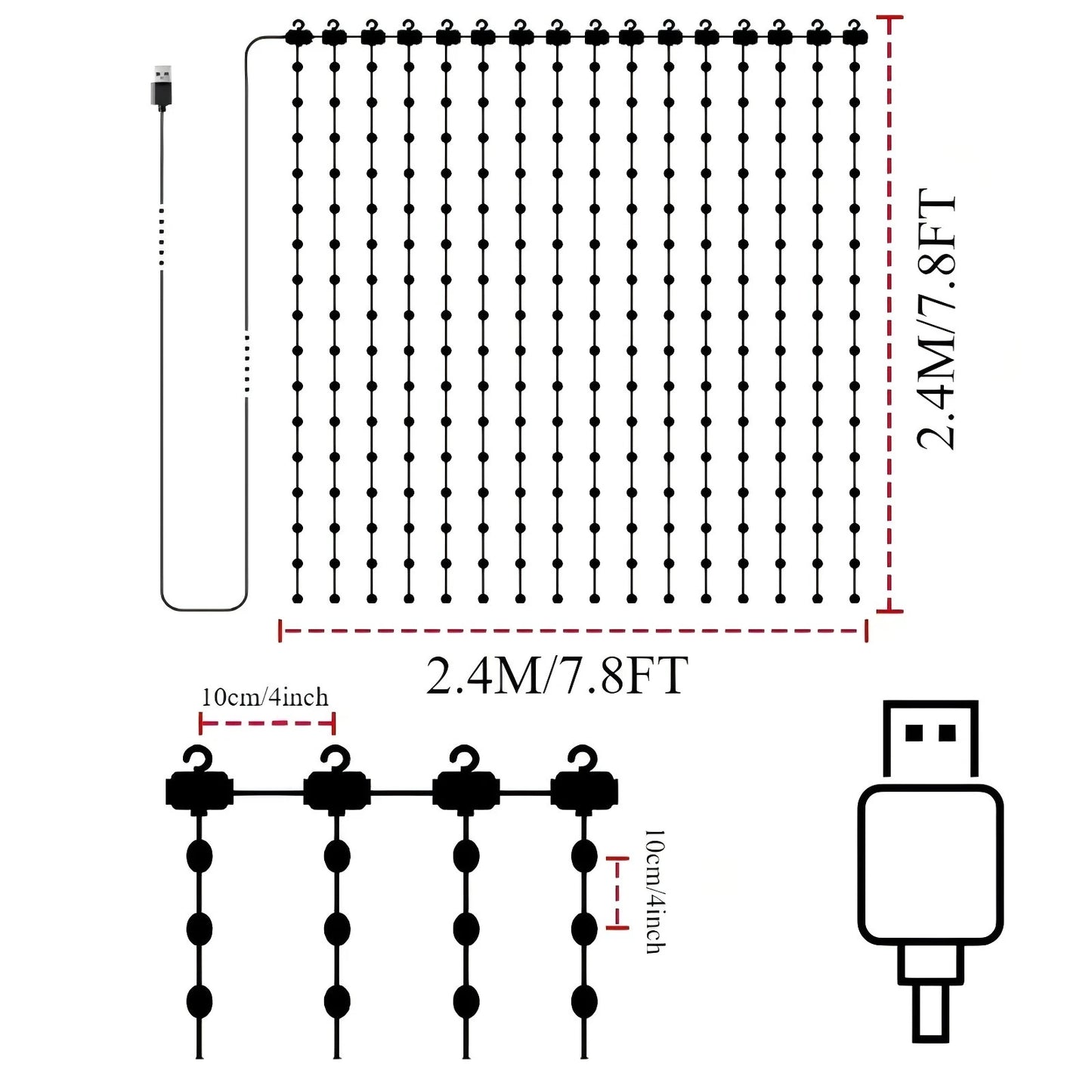 RGB Curtain Smart String Fairy Lights