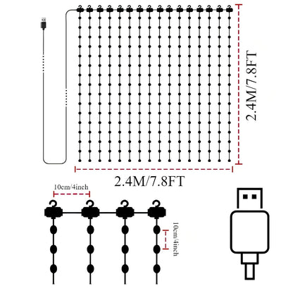 RGB Curtain Smart String Fairy Lights