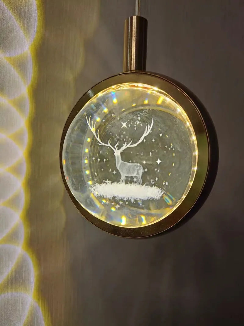 Modern Nordic Crystal Halo Pendant Light
