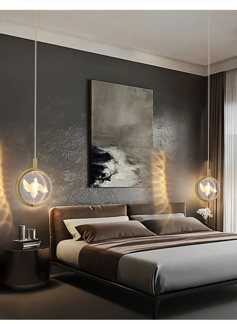 Modern Nordic Crystal Halo Pendant Light