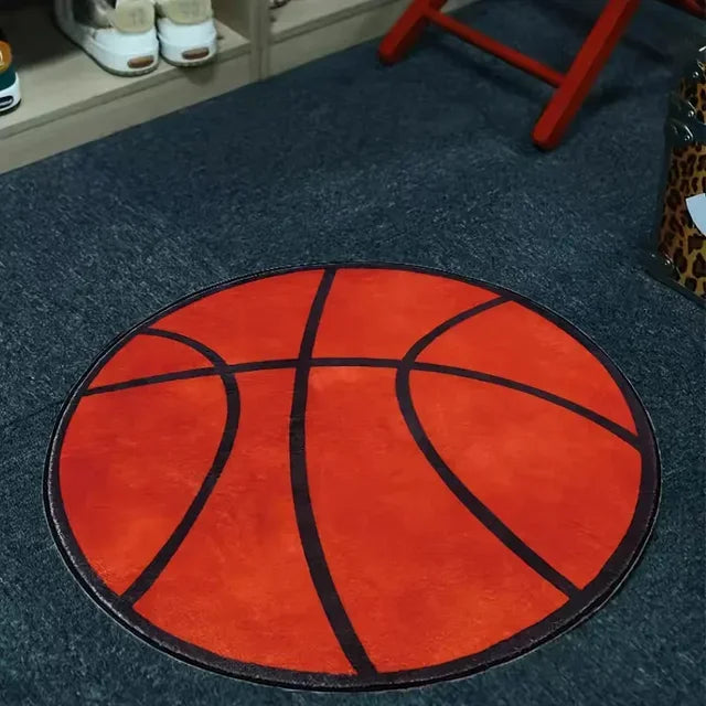 Basketball Pattern Round Rug Non-Slip Washable Home Decor