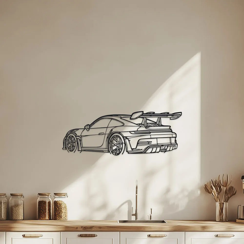 Car Metal Wall Art Design with Spoiler & Exhaust Pipes