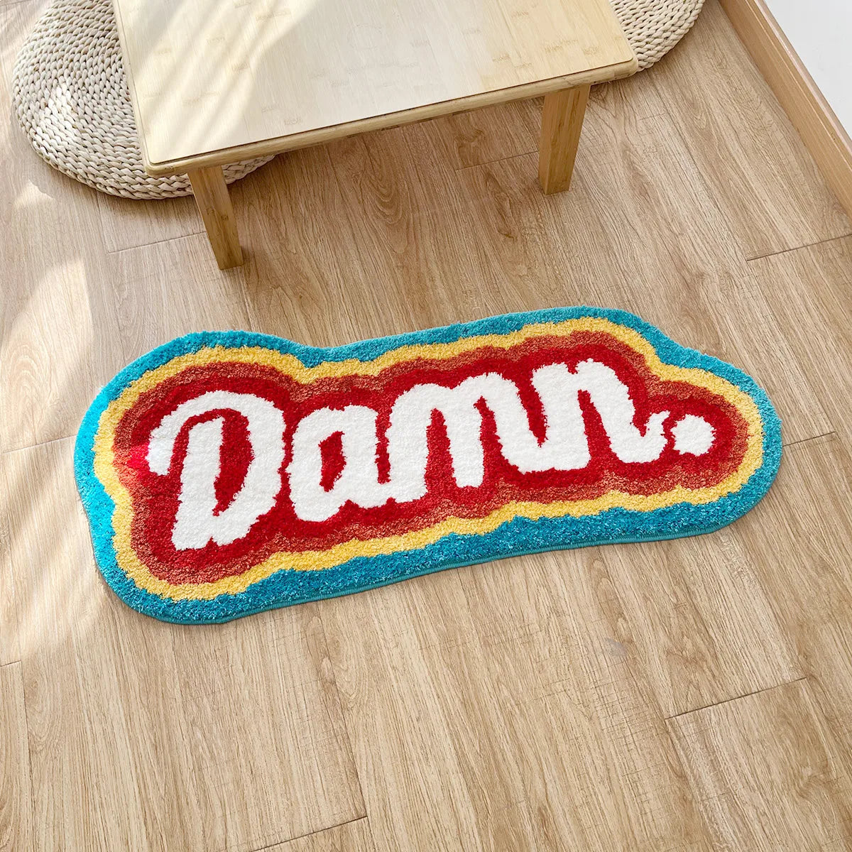 Letter Element Rug Rainbow Fluffy Tufted Rug