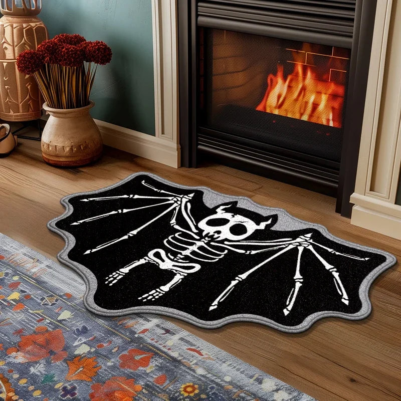 Black Spider Web Ghost Gothic Carpet Rug