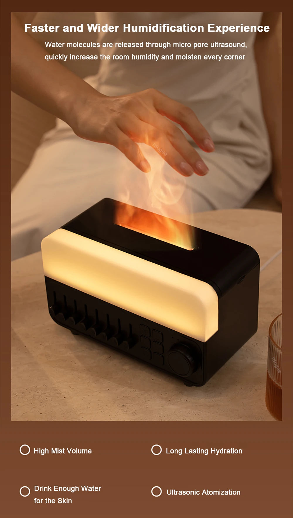 Essential Oil Diffuser With Musical Function Portable Mini Flame