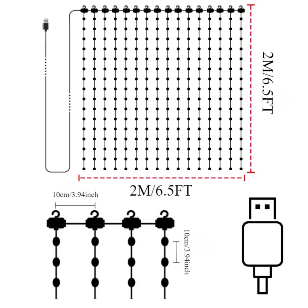 RGB Curtain Smart String Fairy Lights