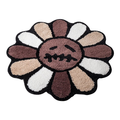 Smiling Face Tufted Rug Flower Art Rug for Bedroom