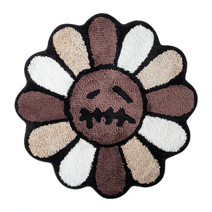 Smiling Face Tufted Rug Flower Art Rug for Bedroom