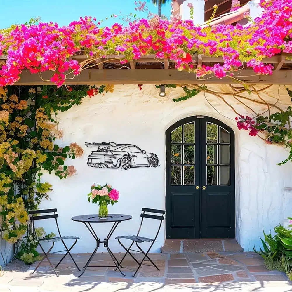 Car Metal Wall Art Design with Spoiler & Exhaust Pipes