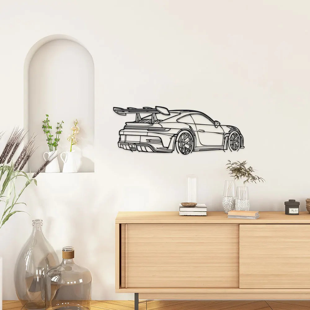 Car Metal Wall Art Design with Spoiler & Exhaust Pipes