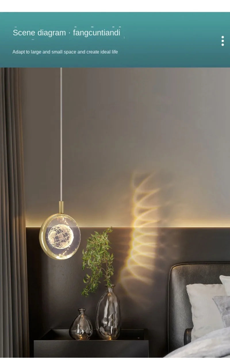 Modern Nordic Crystal Halo Pendant Light