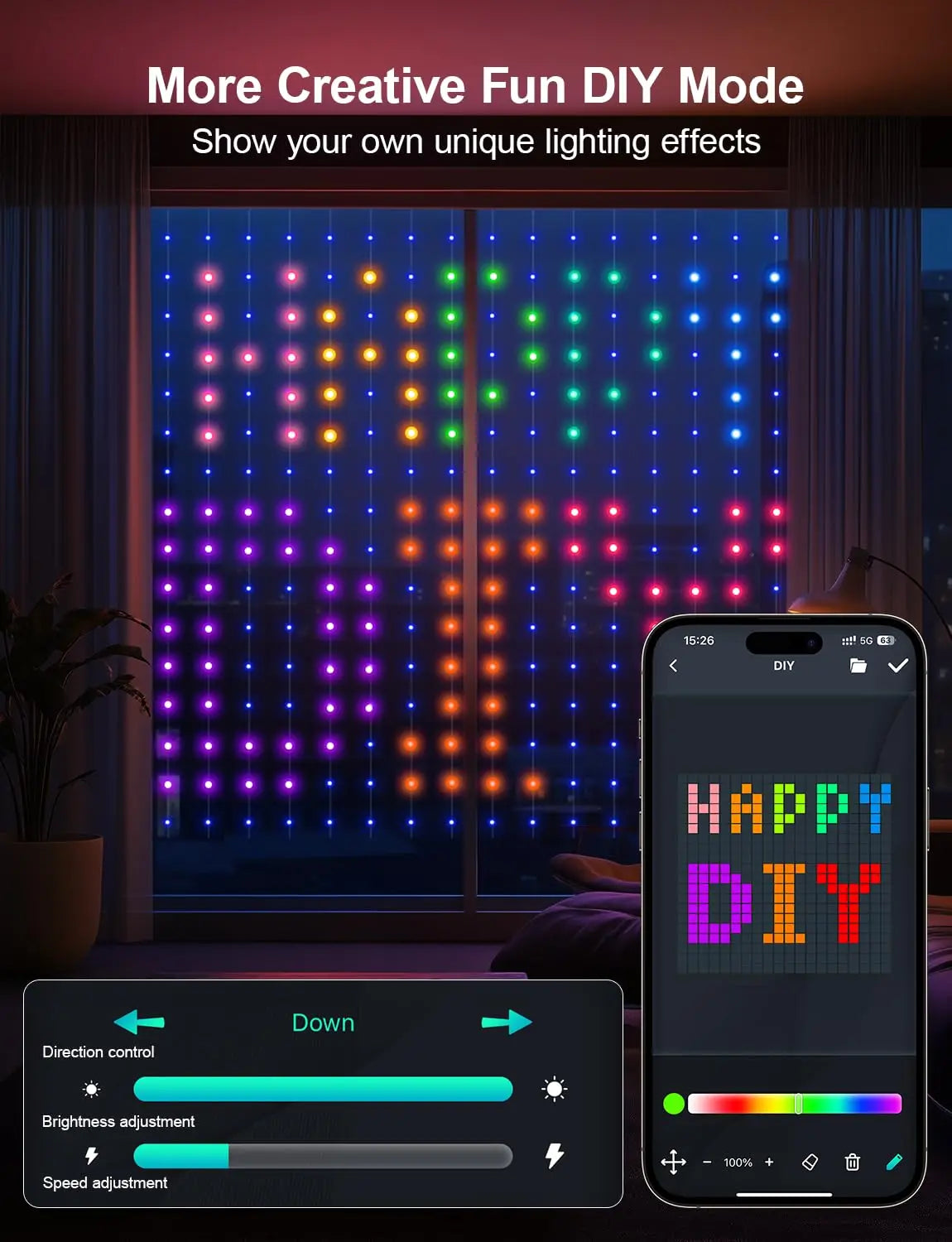 RGB Curtain Smart String Fairy Lights