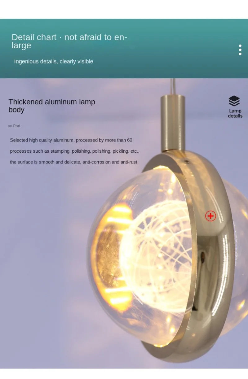 Modern Nordic Crystal Halo Pendant Light