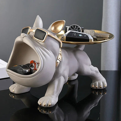 Home Decor Bulldog Figurine Dog Statue Key Storage Box