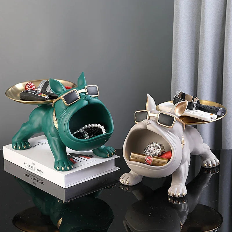 Home Decor Bulldog Figurine Dog Statue Key Storage Box