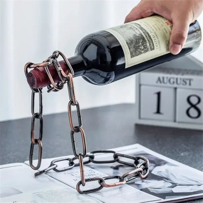Kitchen Magical Suspension Iron Chain Wine Racks One Bottle Wine Display Racks Stand Holder Dining Room Cellar Bar Decoration