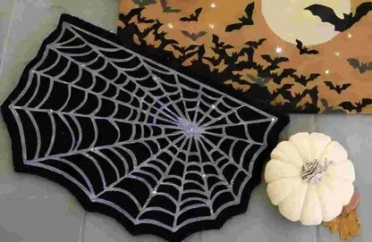 Black Spider Web Ghost Gothic Carpet Rug