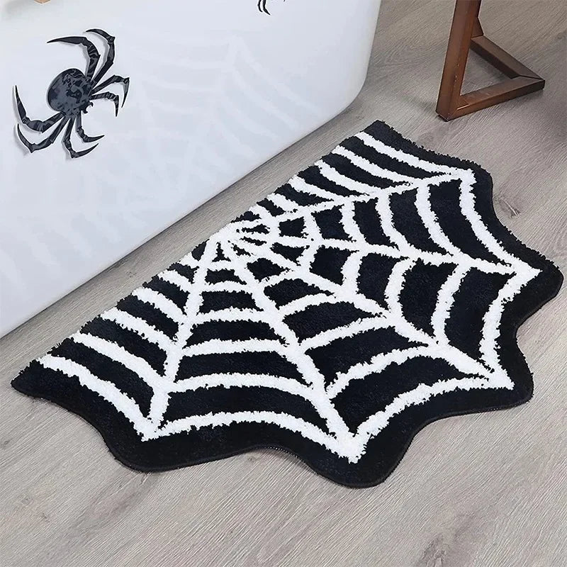 Black Spider Web Ghost Gothic Carpet Rug