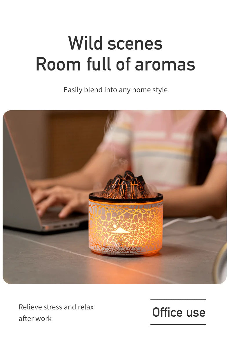 Flame Volcano Humidifier Aroma Diffuser Ultrasonic Mist