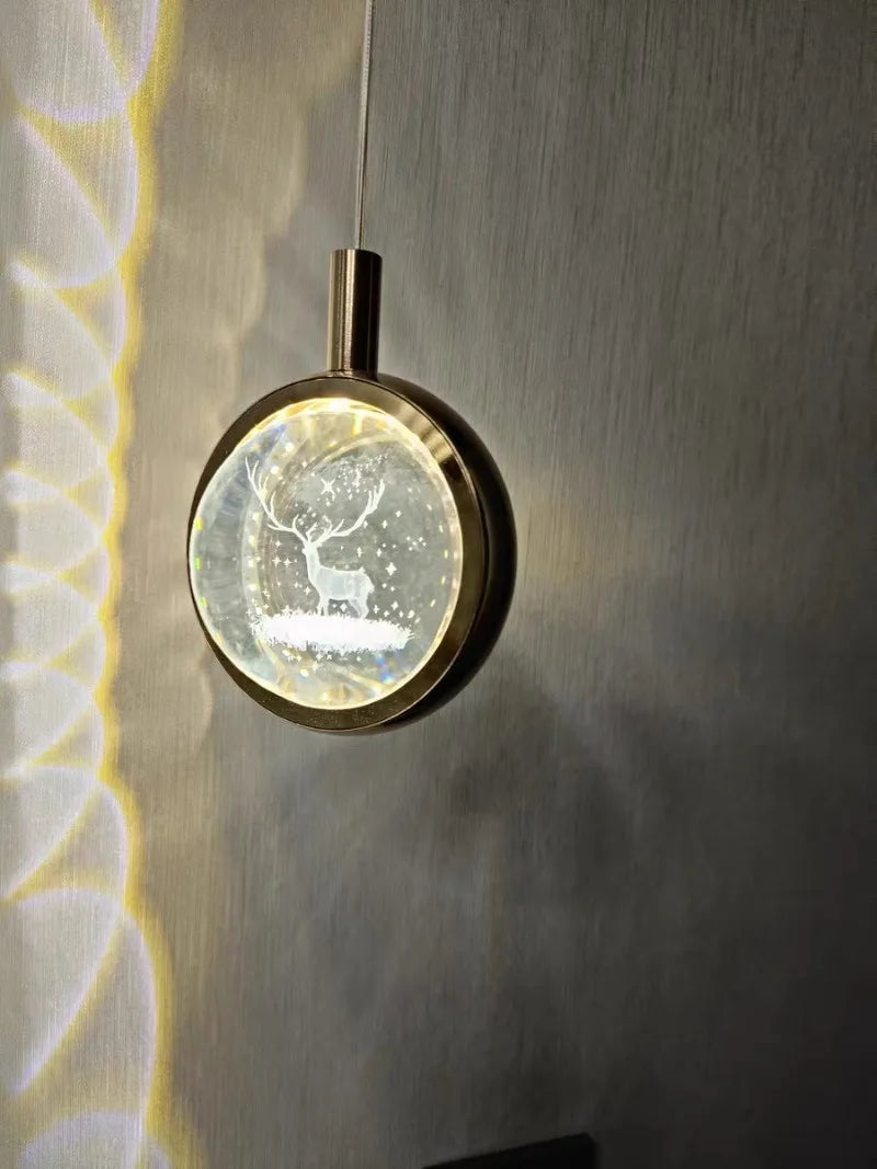 Modern Nordic Crystal Halo Pendant Light