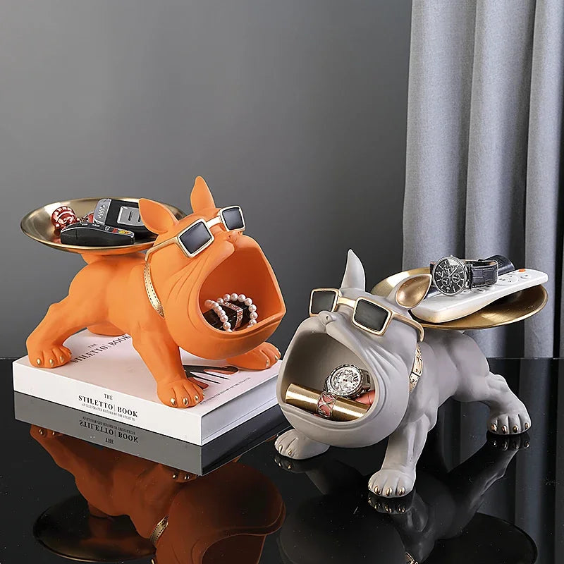 Home Decor Bulldog Figurine Dog Statue Key Storage Box