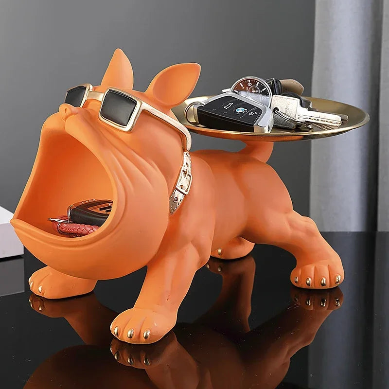 Home Decor Bulldog Figurine Dog Statue Key Storage Box