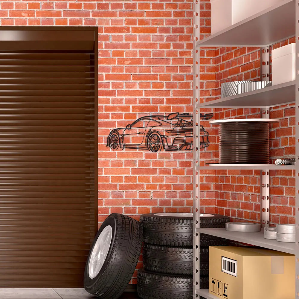 Car Metal Wall Art Design with Spoiler & Exhaust Pipes
