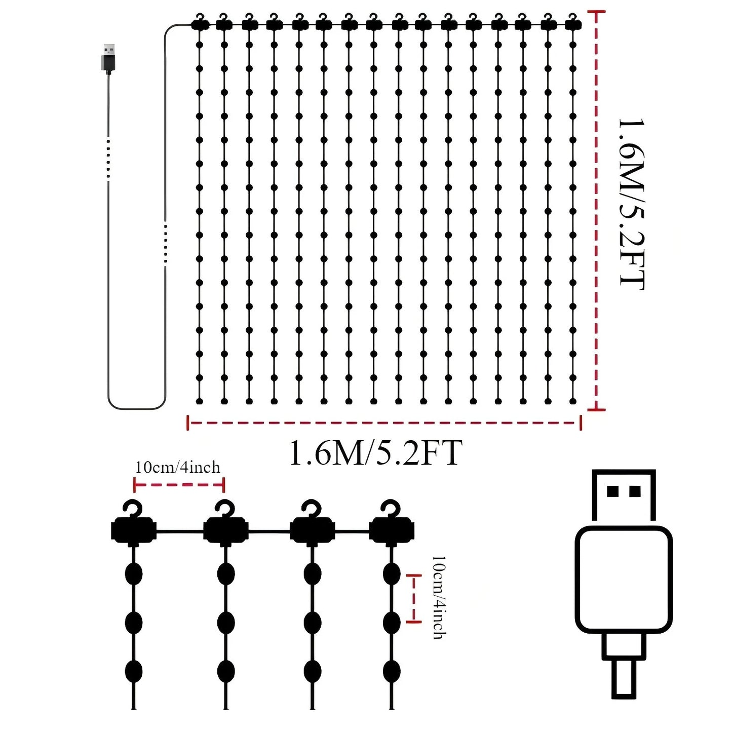 RGB Curtain Smart String Fairy Lights